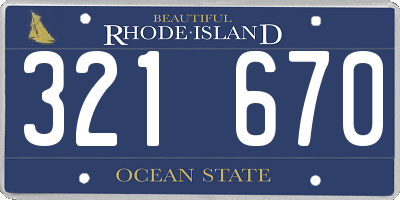 RI license plate 321670