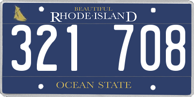RI license plate 321708