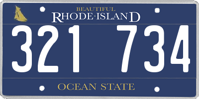 RI license plate 321734