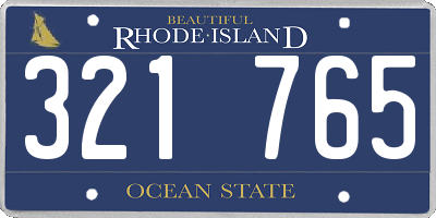 RI license plate 321765