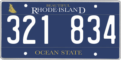 RI license plate 321834