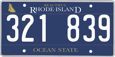 RI license plate 321839