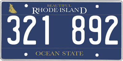 RI license plate 321892