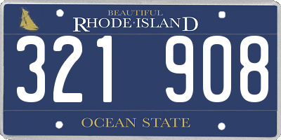 RI license plate 321908