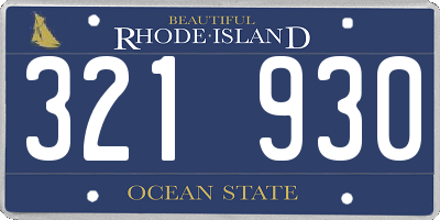 RI license plate 321930