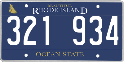 RI license plate 321934