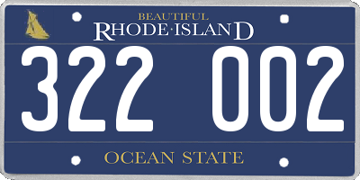 RI license plate 322002