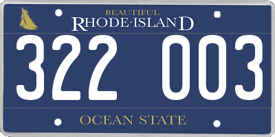 RI license plate 322003