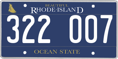 RI license plate 322007