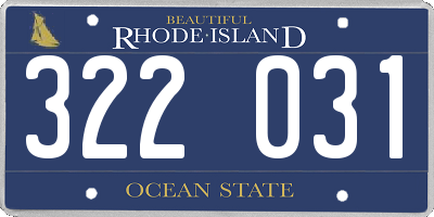 RI license plate 322031