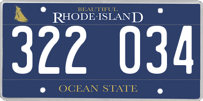 RI license plate 322034