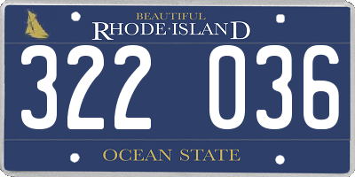 RI license plate 322036