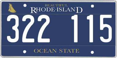 RI license plate 322115