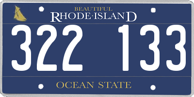 RI license plate 322133