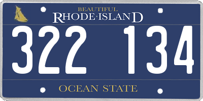 RI license plate 322134