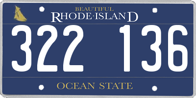 RI license plate 322136