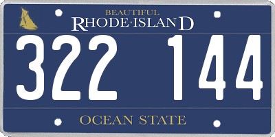 RI license plate 322144