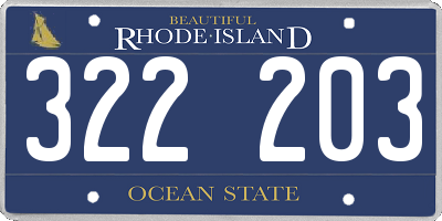 RI license plate 322203