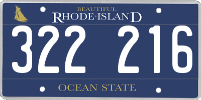 RI license plate 322216