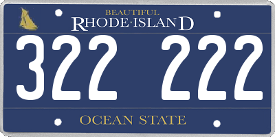 RI license plate 322222