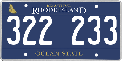 RI license plate 322233