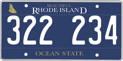 RI license plate 322234