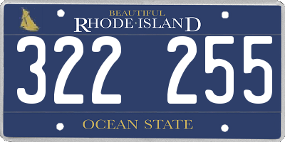RI license plate 322255