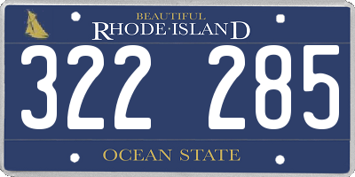 RI license plate 322285