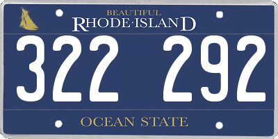 RI license plate 322292