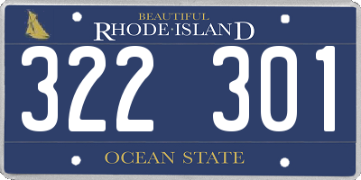 RI license plate 322301