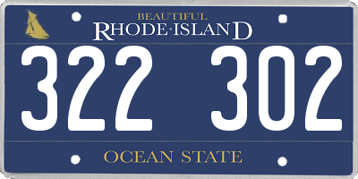 RI license plate 322302