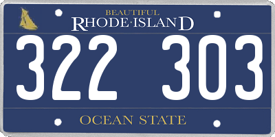 RI license plate 322303