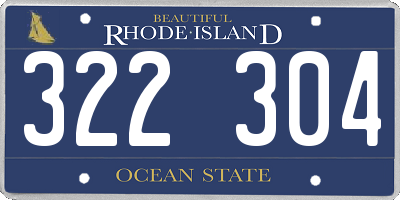 RI license plate 322304