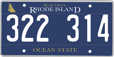 RI license plate 322314