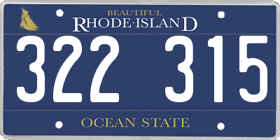 RI license plate 322315