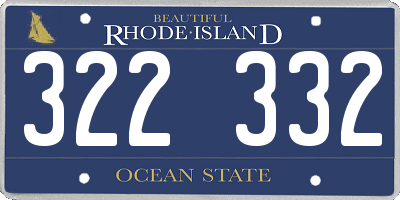 RI license plate 322332