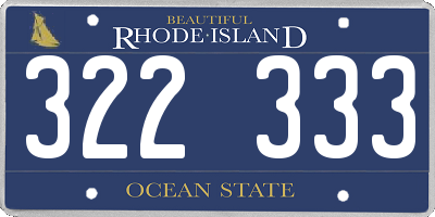 RI license plate 322333
