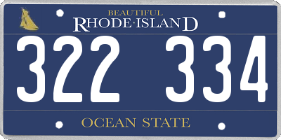 RI license plate 322334