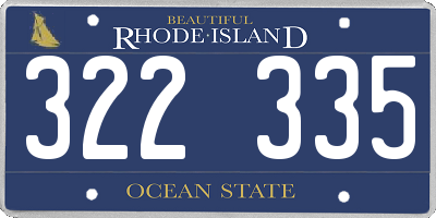 RI license plate 322335
