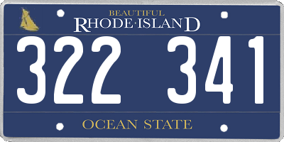 RI license plate 322341