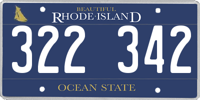 RI license plate 322342