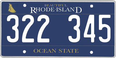 RI license plate 322345