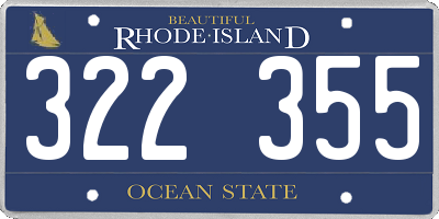 RI license plate 322355