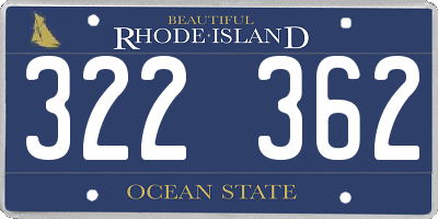 RI license plate 322362