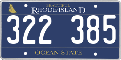 RI license plate 322385