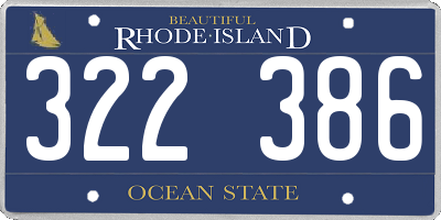 RI license plate 322386