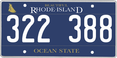 RI license plate 322388