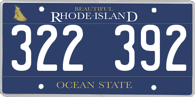 RI license plate 322392