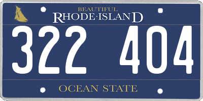 RI license plate 322404