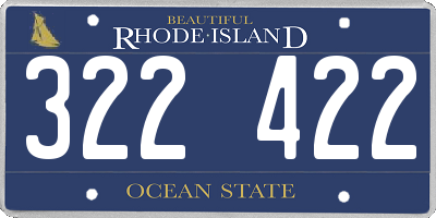 RI license plate 322422